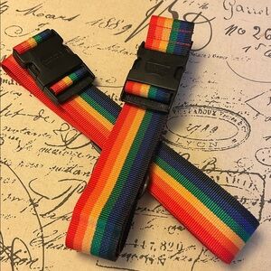 American Tourister Lot of Two (2) Adjustable Luggage Straps Rainbow 🌈 52” Each